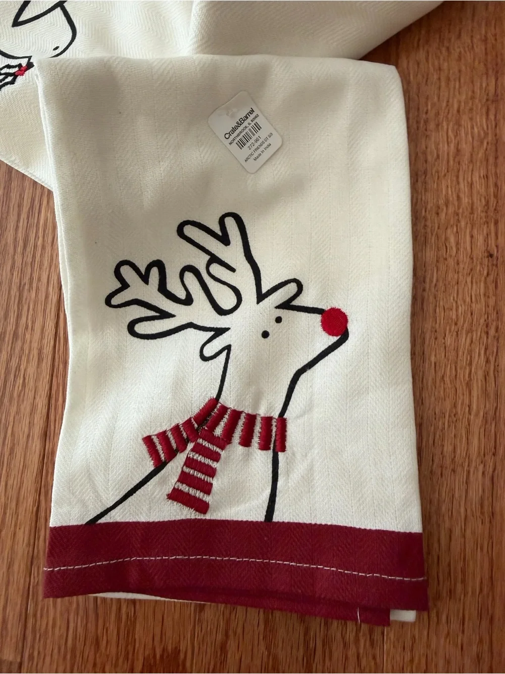 Holiday Kitchen Towels - Cream with Red and Black Trim